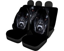 Autostoelhoezen Set - Auto Interieur - Stoelen Beschermen - Universele Pasvorm - 3 Delig - Zwart Hond Patroon