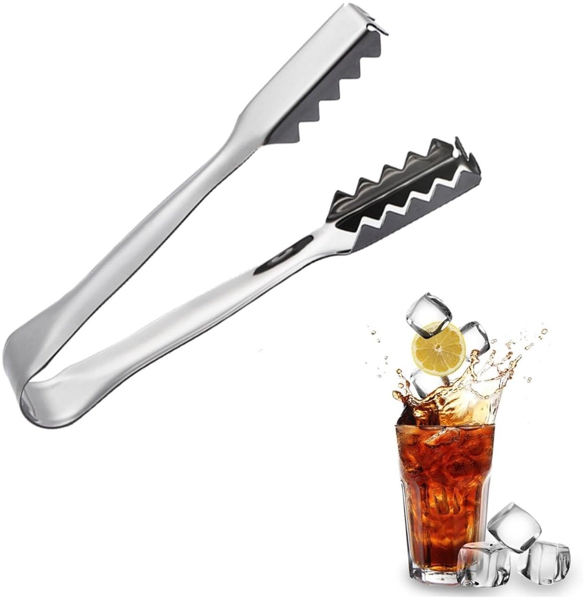 Dailygoods- IJsblokjestang Roestvrij staal - Gekarteld Opening - Mini-serveerijsemmer - Cocktailingrediënten - Suikerklontjes - Veelzijdige Toepassingen - Ijstang