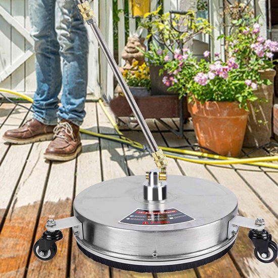 Dailygoods- Oppervlaktereiniger 15 Inch - Professionele Hogedrukreiniger - Hoog Rendement - 4000 PSI - Roestvrij Staal - 4 Wielen - 1/4 Inch Snelkoppeling - Terrasreiniger van Dailygoods — afbeelding 5