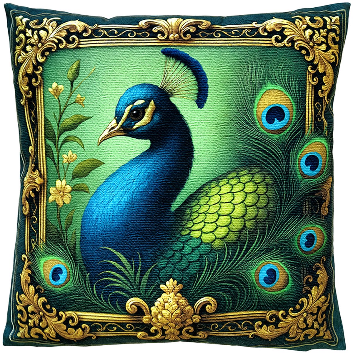 Clayre & Eef Sierkussen 45x45 cm Groen Polyester Pauw