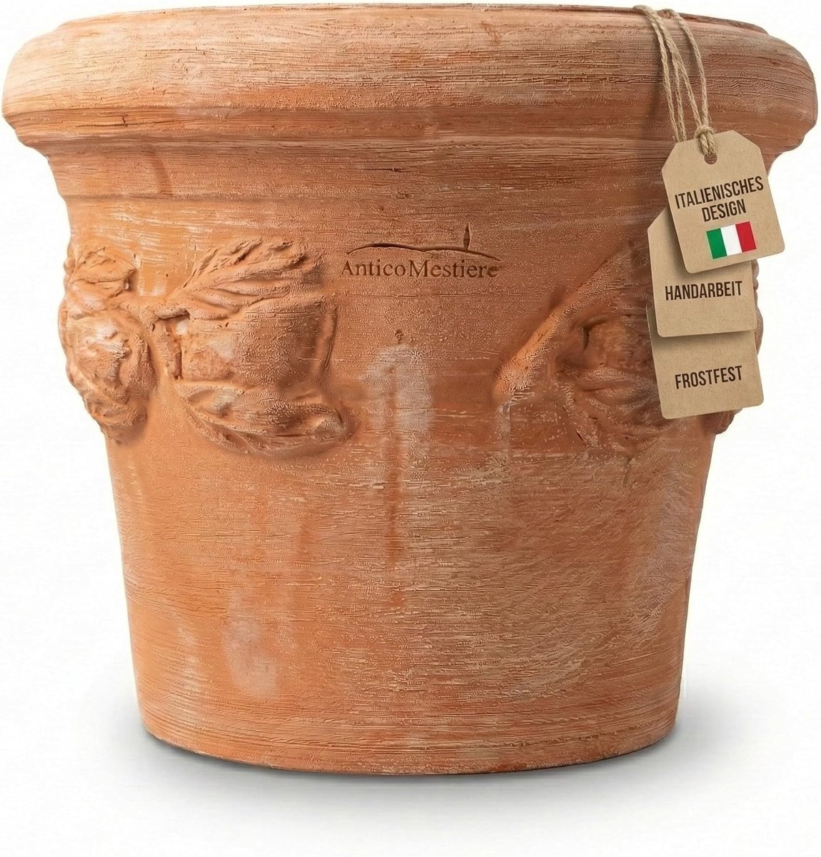 Bloempot Terracotta - Plantenbak Rond - Planten Buiten - Handgemaakt Italiaans - 25 cm - Limoni Toscana