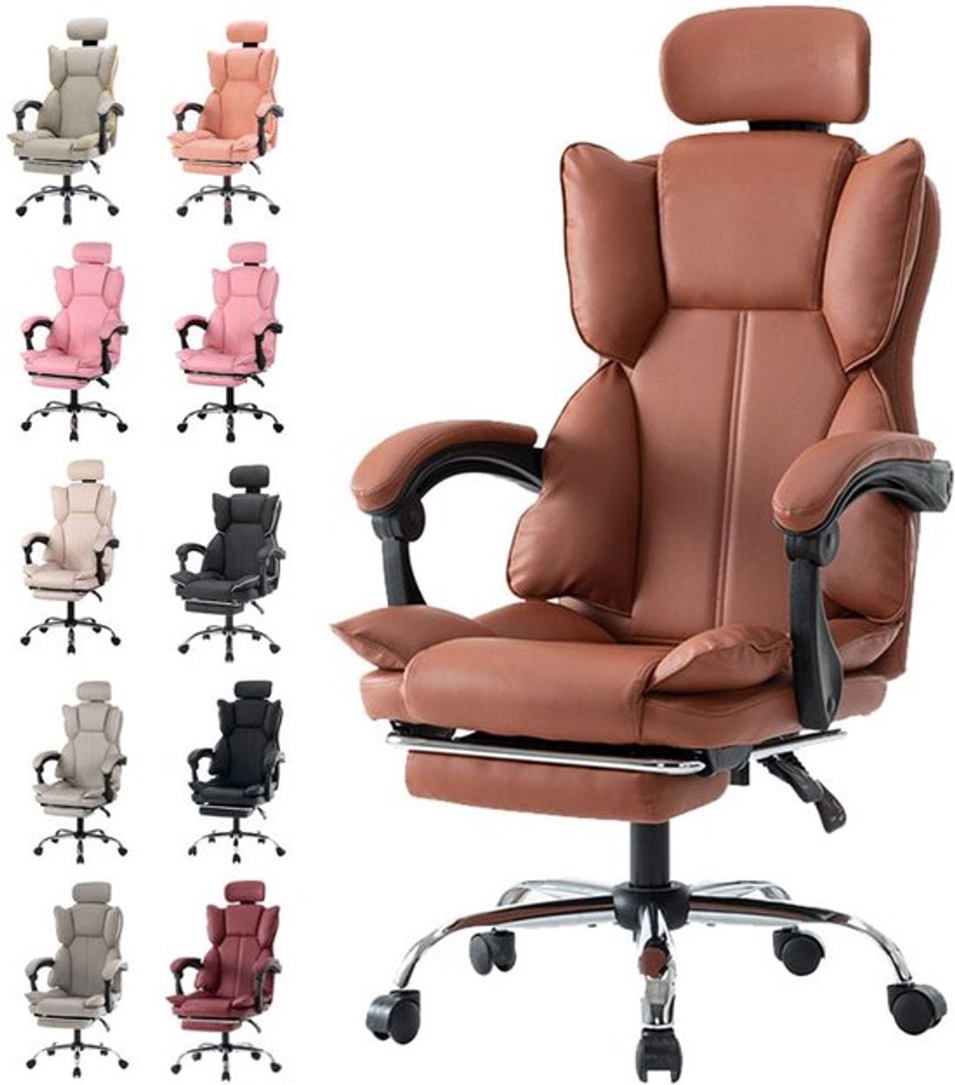 Gamingstoel – Gamestoel – Gaming Chair – Bureaustoel – Game Stoel – Ergonomisch Verstelbaar – PU Leder – Zacht Schuim – Stevige Rugleuning – Paars Wit Design