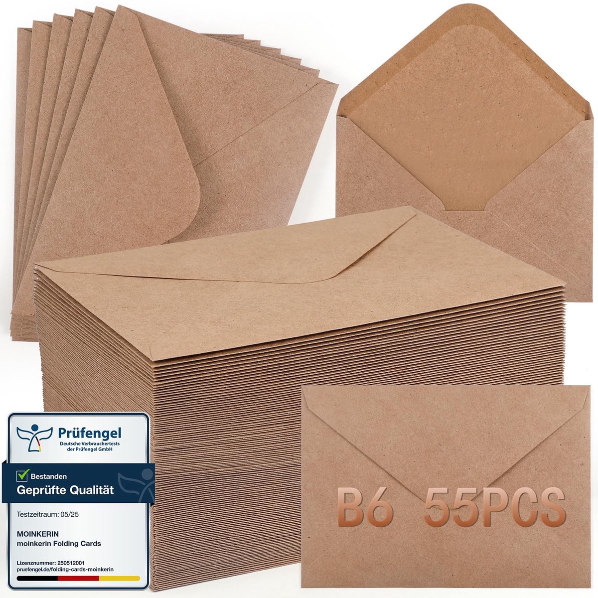 Dailygoods - 55 Bruine Enveloppen B6 zonder Venster - Perfect voor Uitnodigingen en Groeten