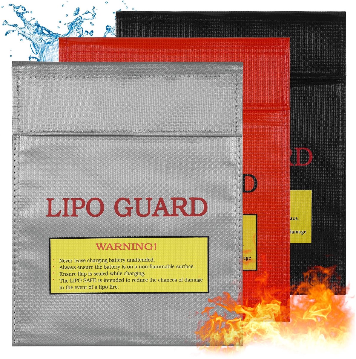 Dailygoods - Set van 3 Brandwerende Lipo Batterij Tassen