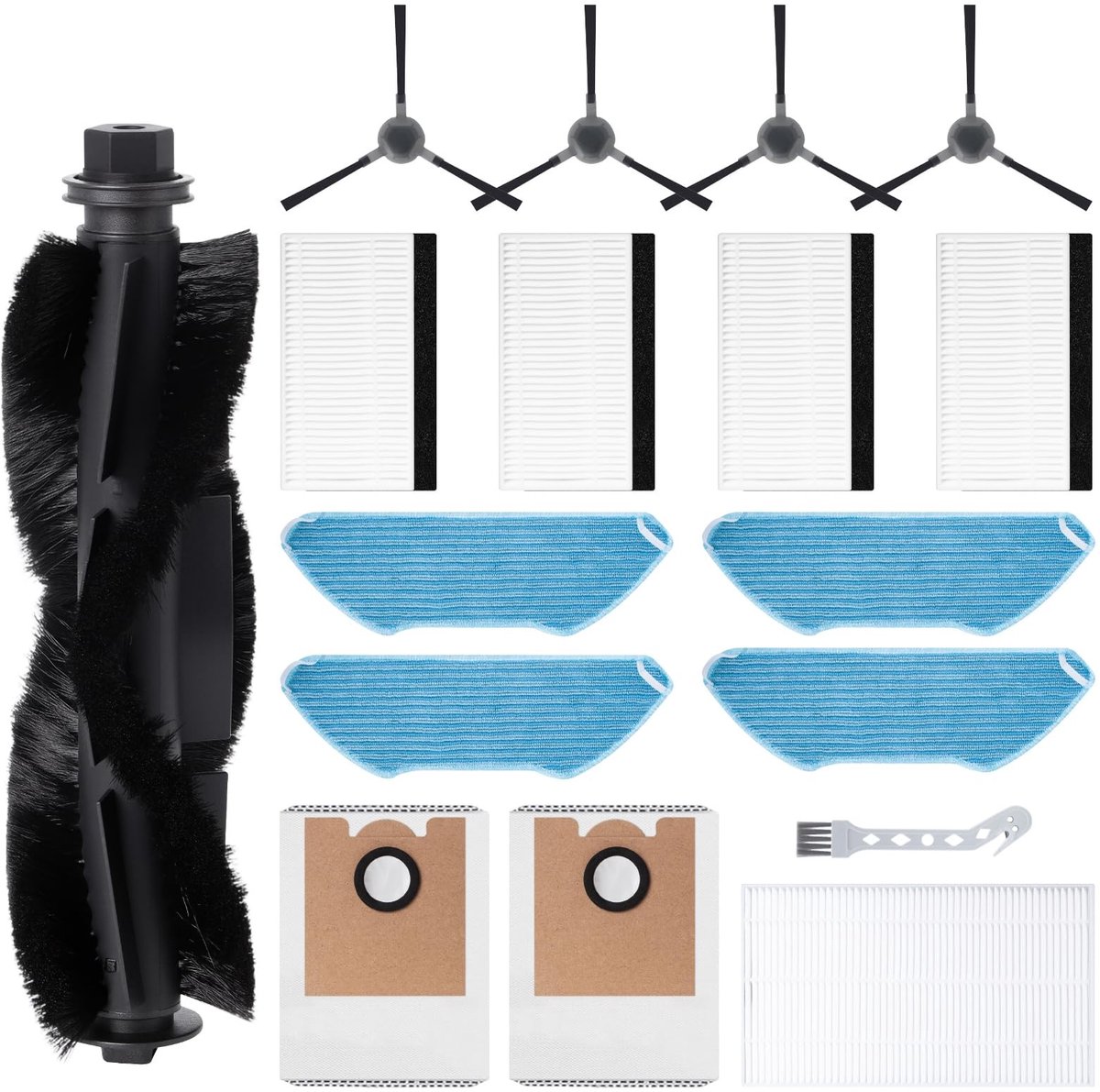 Dailygoods- Accessoireset voor Lefant M2/M2S/M2 Pro/M2S Pro - 1 Borstel - 4 Filters - 4 Dweilpads - 4 Zijborstels - 2 Stofzakken - 1 Reinigingsborstel - Robotstofzuiger Onderdelen