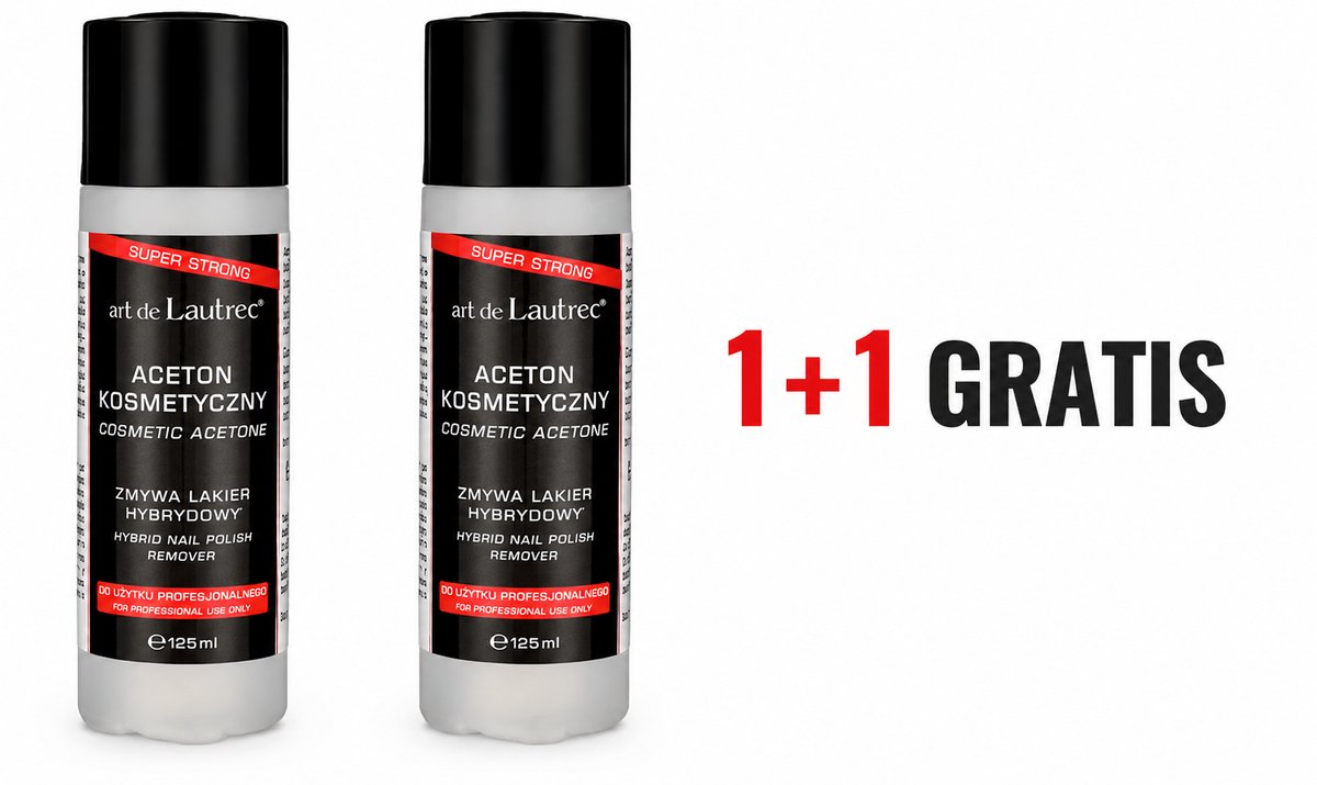 Art de Lautrec Aceton – Gellak Gellac Verwijderaar – Nagellak Remover - 100% Puur – Voor Gelnagels & Acryl – 2 x 125ml -Flacon