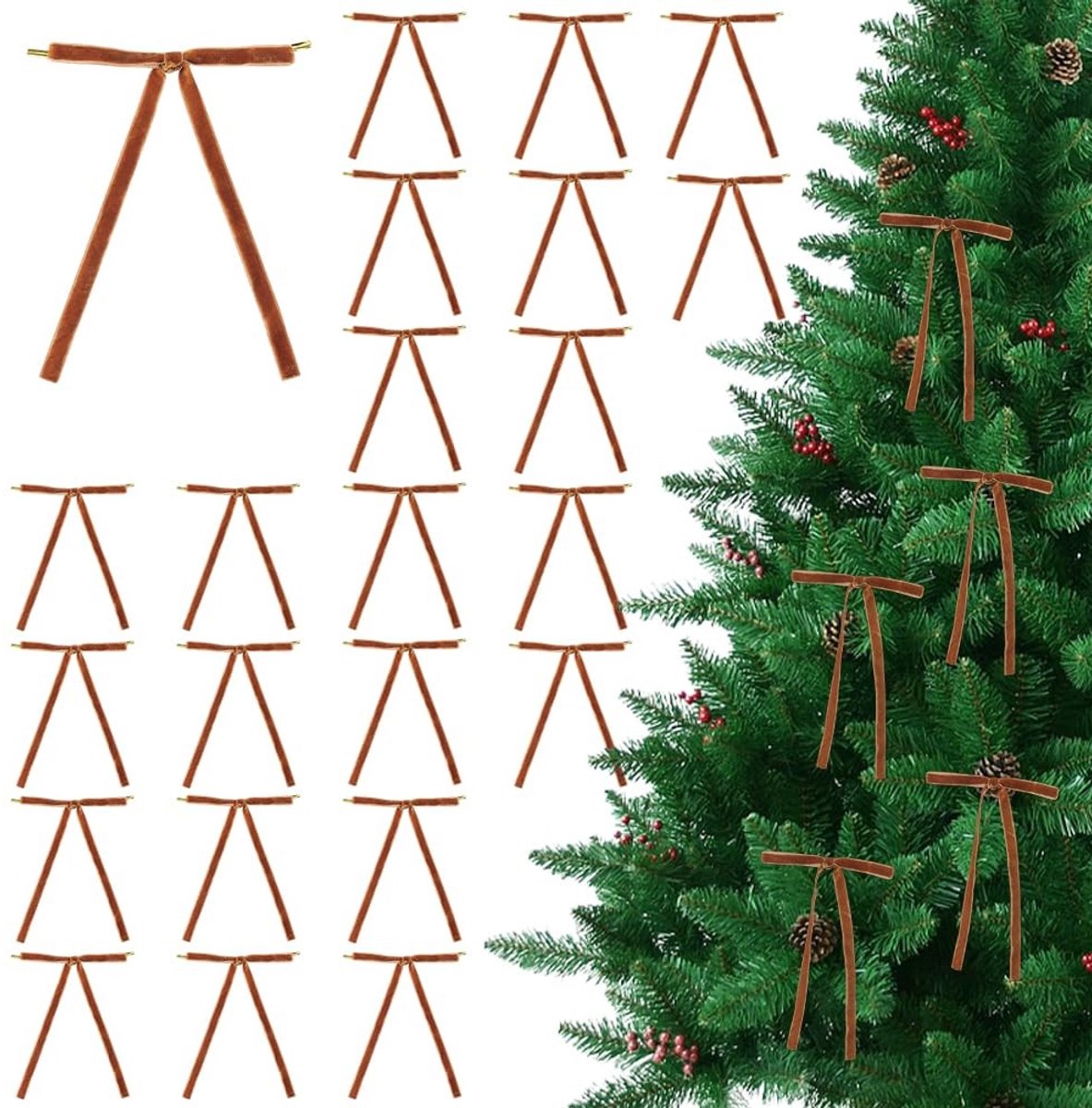 Dailygoods - 30 Stuks Fluwelen Kerstboom Boog voor Decoraties