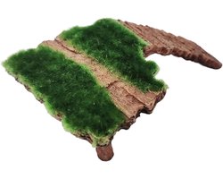 Schildpaddenplatform Aquarium - Reptiel Rustplateau - Zonnen Ontspannen - Boogbrug Stimuleert Instincten - Middelgroot 14.5cm - Groenbruin