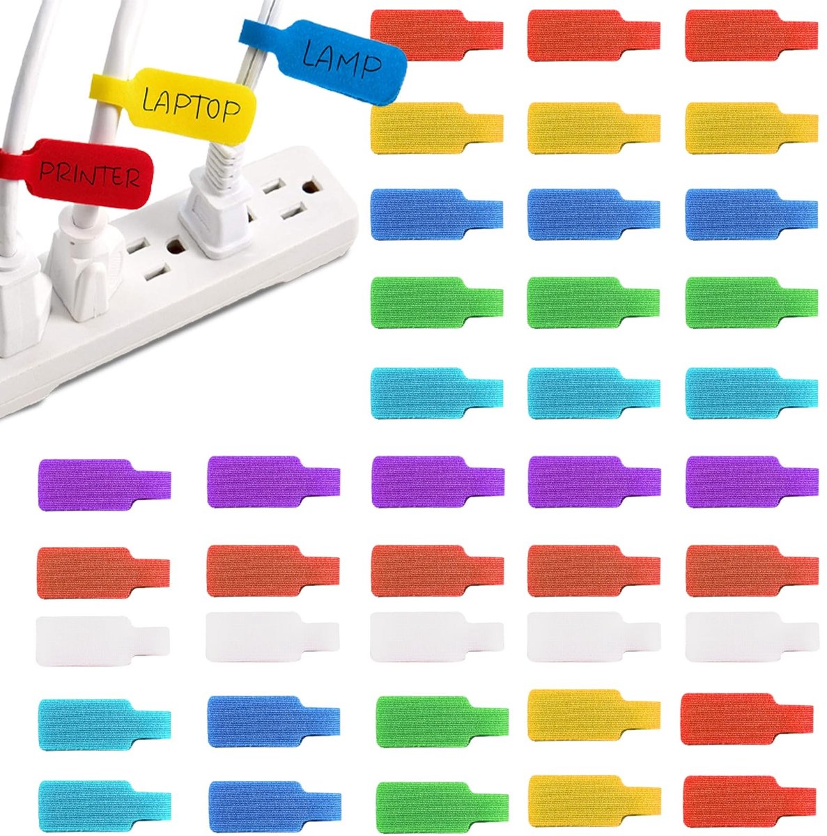Dailygoods- Kabelmarkering 48 Stuks - Herbruikbare Kabeletiketten - Nylon - 4,5 x 2 cm - 8 Kleuren - Organiseren van Kabels