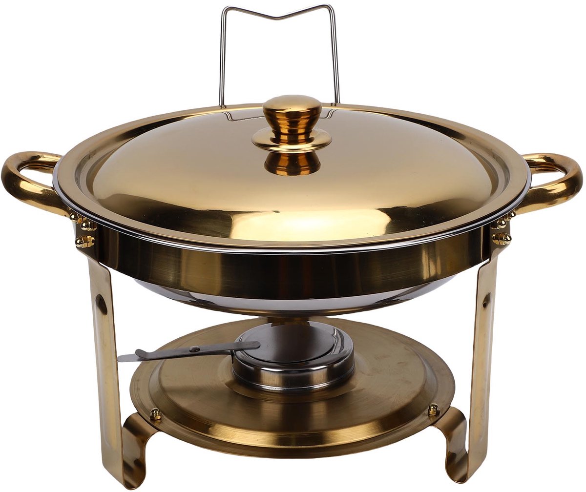 Ronde Chafing Dish – 5L – Warmhoudfunctie – Inclusief Brandpastahouder – Voor Buffet en Catering