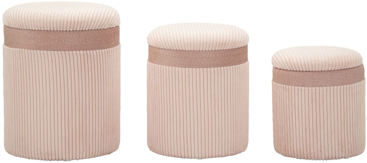 Mauro Ferretti Opbergkruk Puff C/curtain Box Pink Set 3 Pcs Ø 40,5×49,5 cm Roze