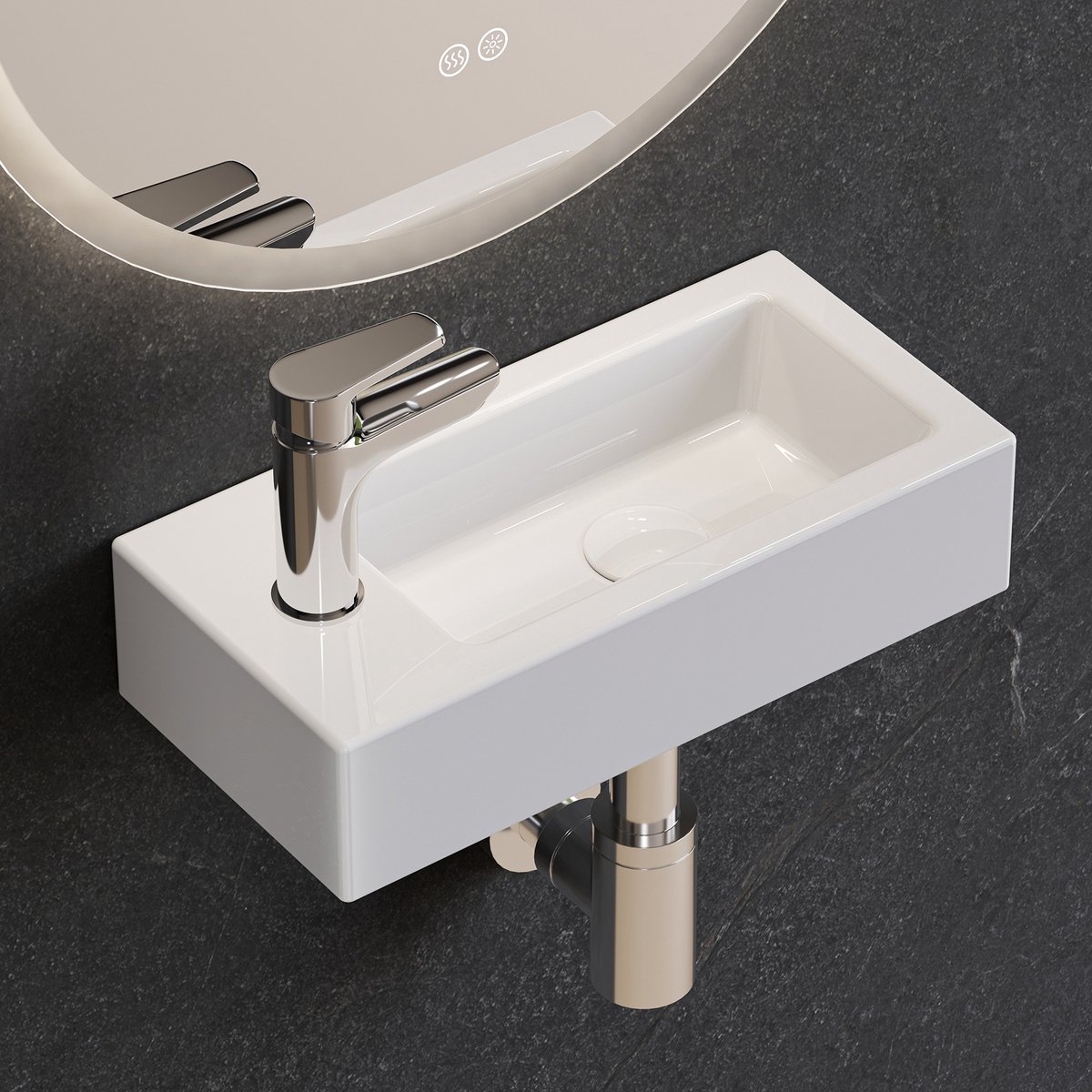 HOROW Toiletfontein - Wandmontage - Keramiek Toilet Wasbak - Glans Wit - 369*178*91 mm