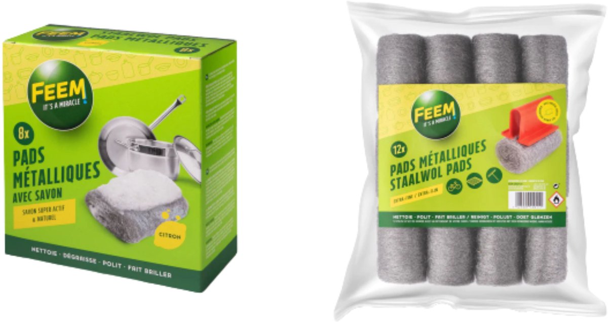 FEEM Staalwolproppen met Citroen Zeep 8 stuks