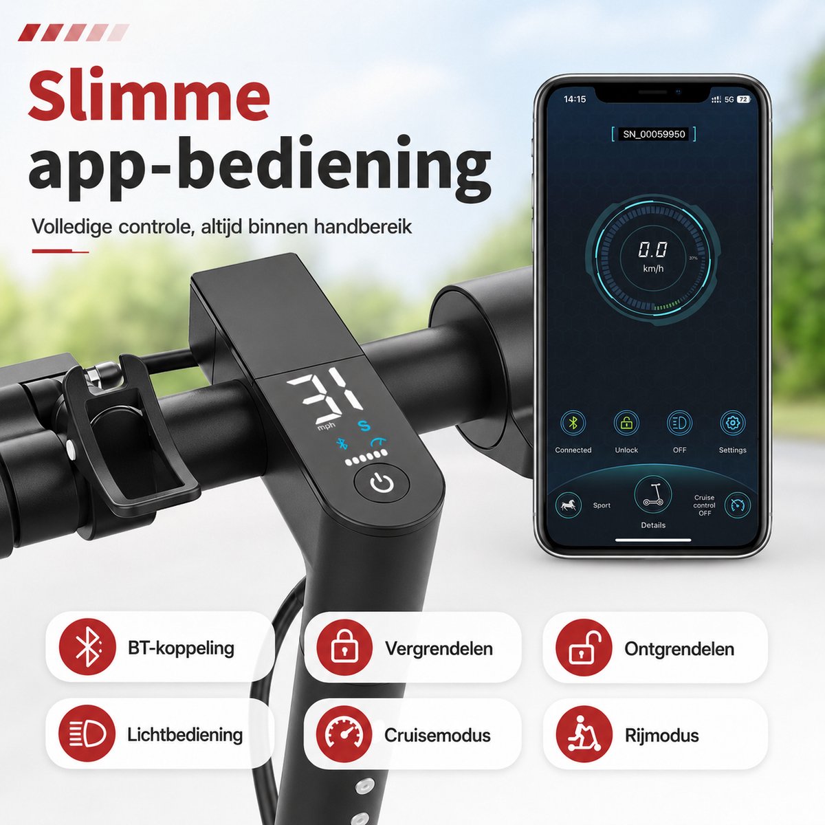 AOVOPRO TX01 Elektrische Step voor Volwassenen – 350W Motor – 25 km/u – 30 km Actieradius – App-bediening – Opvouwbare Elektrische Scooter – foto 6