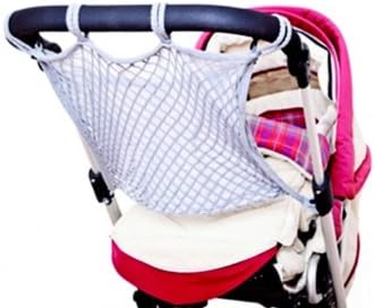 Kinderwagen Net - Winkelnet - Spullen Meenemen - Met Ankersluiting - 15 x 11 x 4 cm - Grijs
