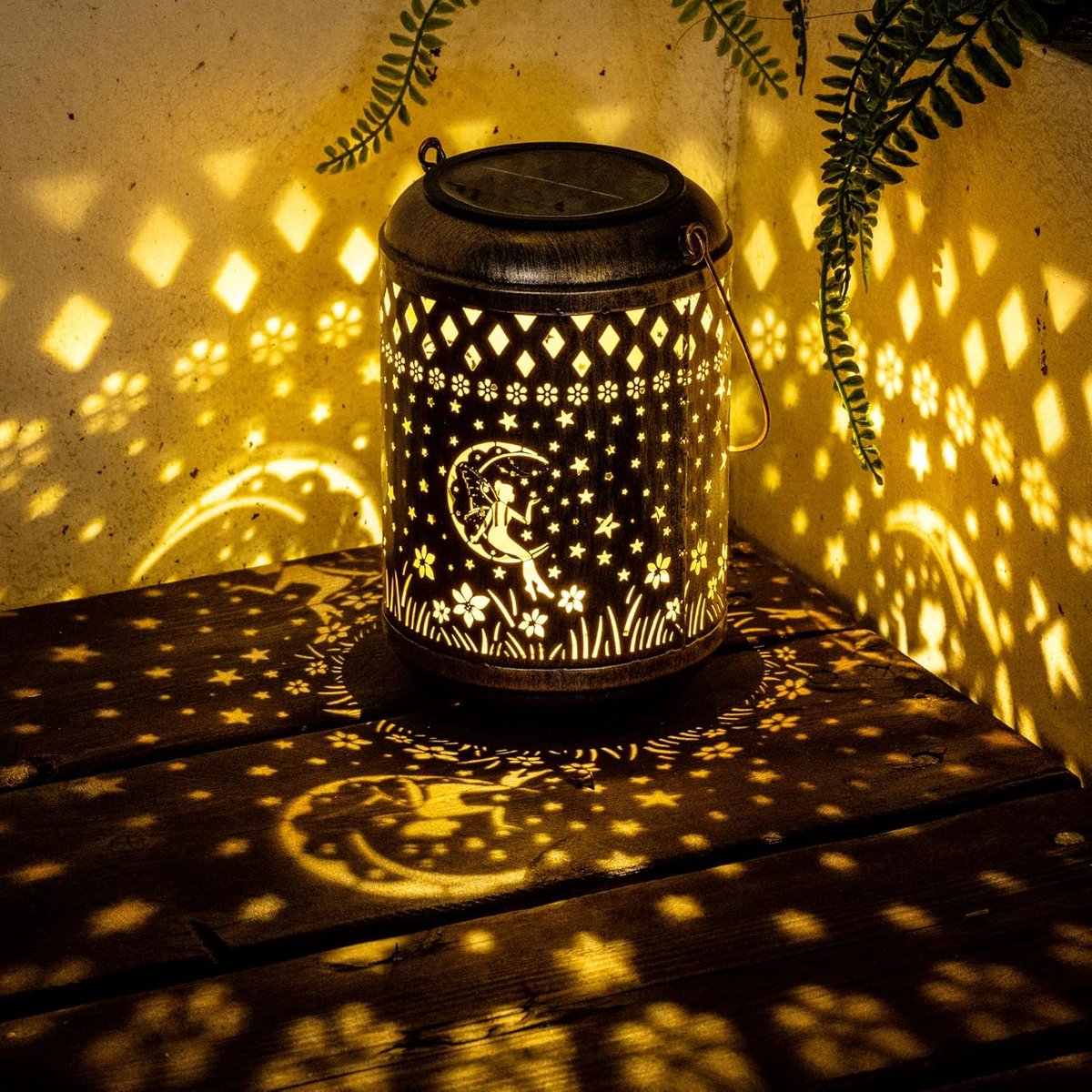 Solar Lantaarn - Hanglamp Tuin - Buiten Decoratie - Projecteert Sprookjespatroon - 1 stuk 