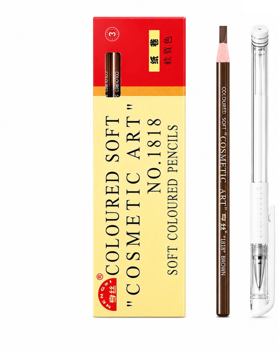 Guardian Beauty Wenkbrauwpotlood en Microblading Pen Set - Zachtgekleurd - 2 Stuks - Wit & Zwart