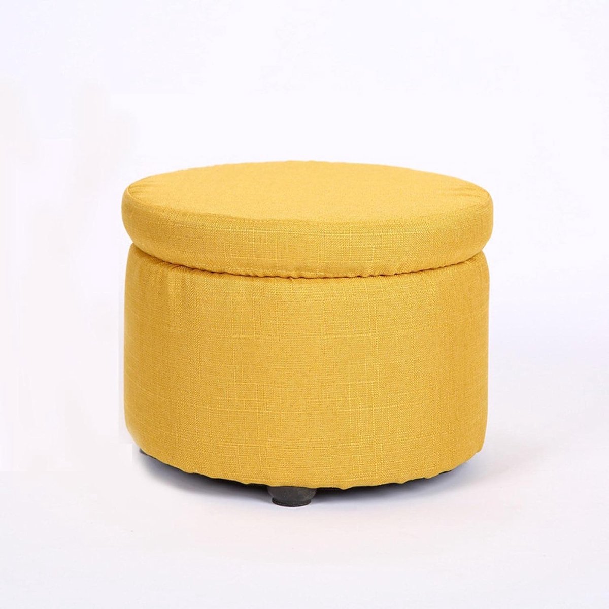 Ronde Voetkruk - Poef met Opbergruimte - Woonkamer Ontspanning - Verborgen Opbergruimte - 33 x 23 cm - Geel