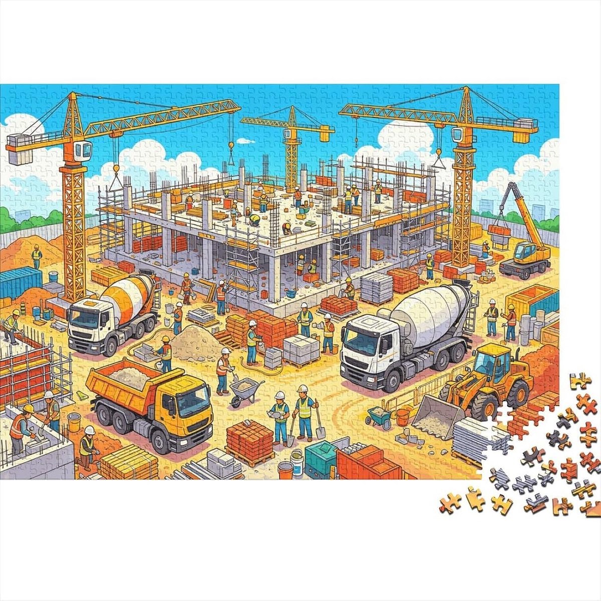 Legpuzzel 1000 stukjes - Puzzel volwassenen Familiepuzzel - Ontspannen tijdverdrijf - Gerecycled materiaal - 38 x 26 cm - Constructie thema