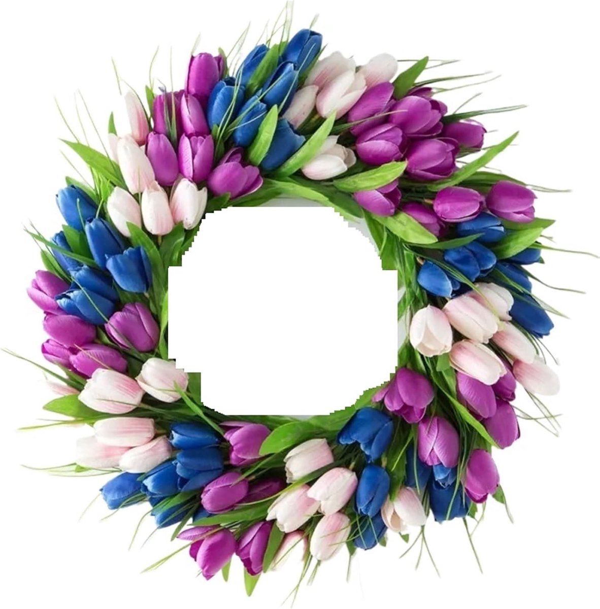 Kunstmatige Krans - Bloemenslinger - Voordeur Decoratie - Levendige Kleuren - 40 cm - Kleu