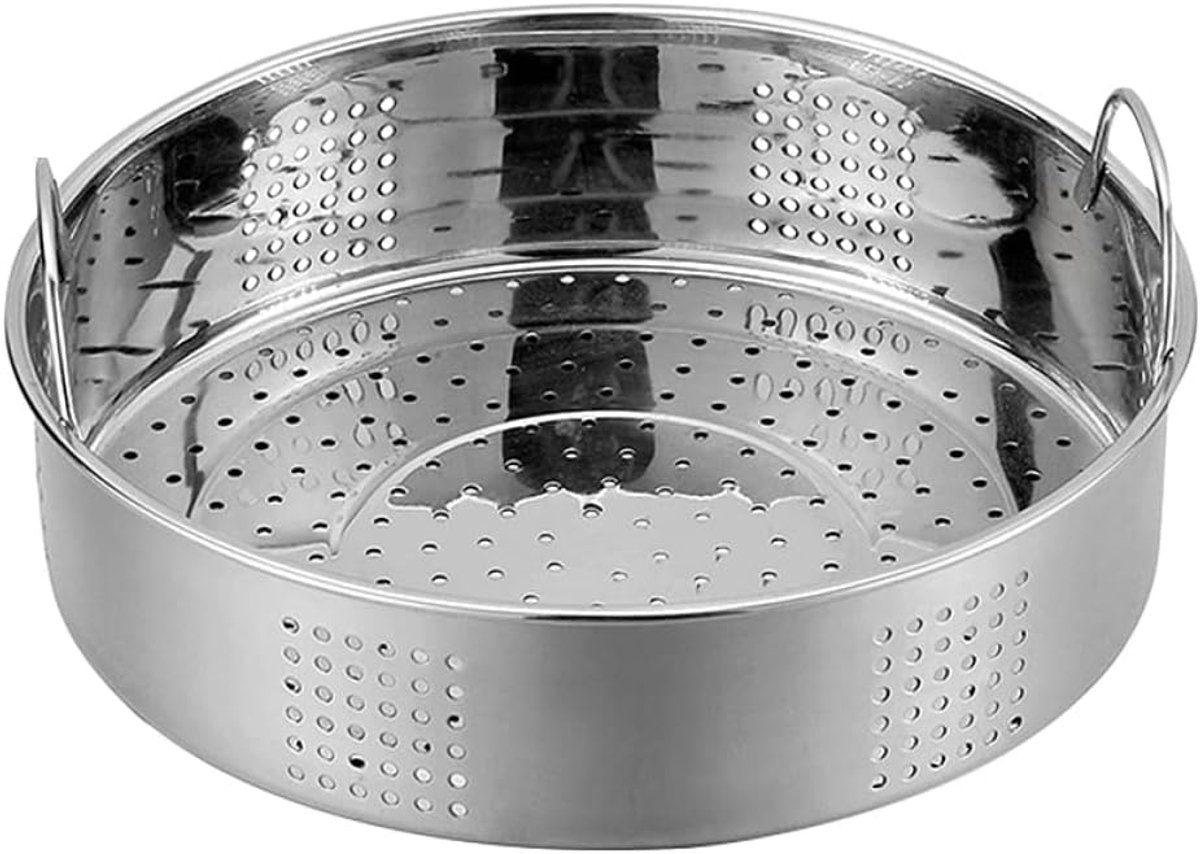 Roestvrijstalen Stoommand Voedselstomer Groente Gezond Koken Met Dubbele Handgrepen 27 cm Zilver
