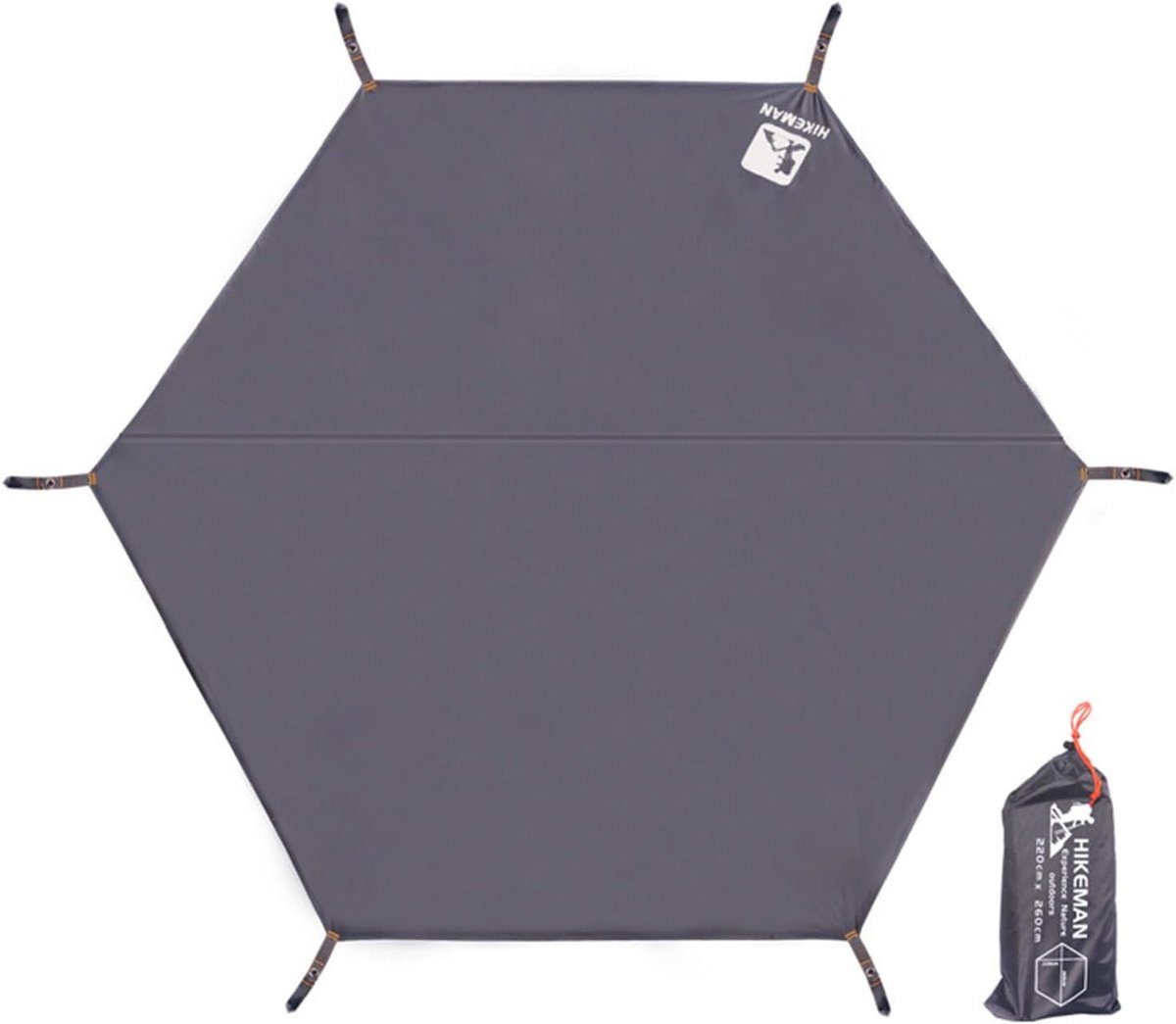 Zeshoekig Tentzeil - Waterdicht Zeil - Outdoor Bescherming - Eenvoudig Op te Zetten - 300 x 260 cm - Grijs