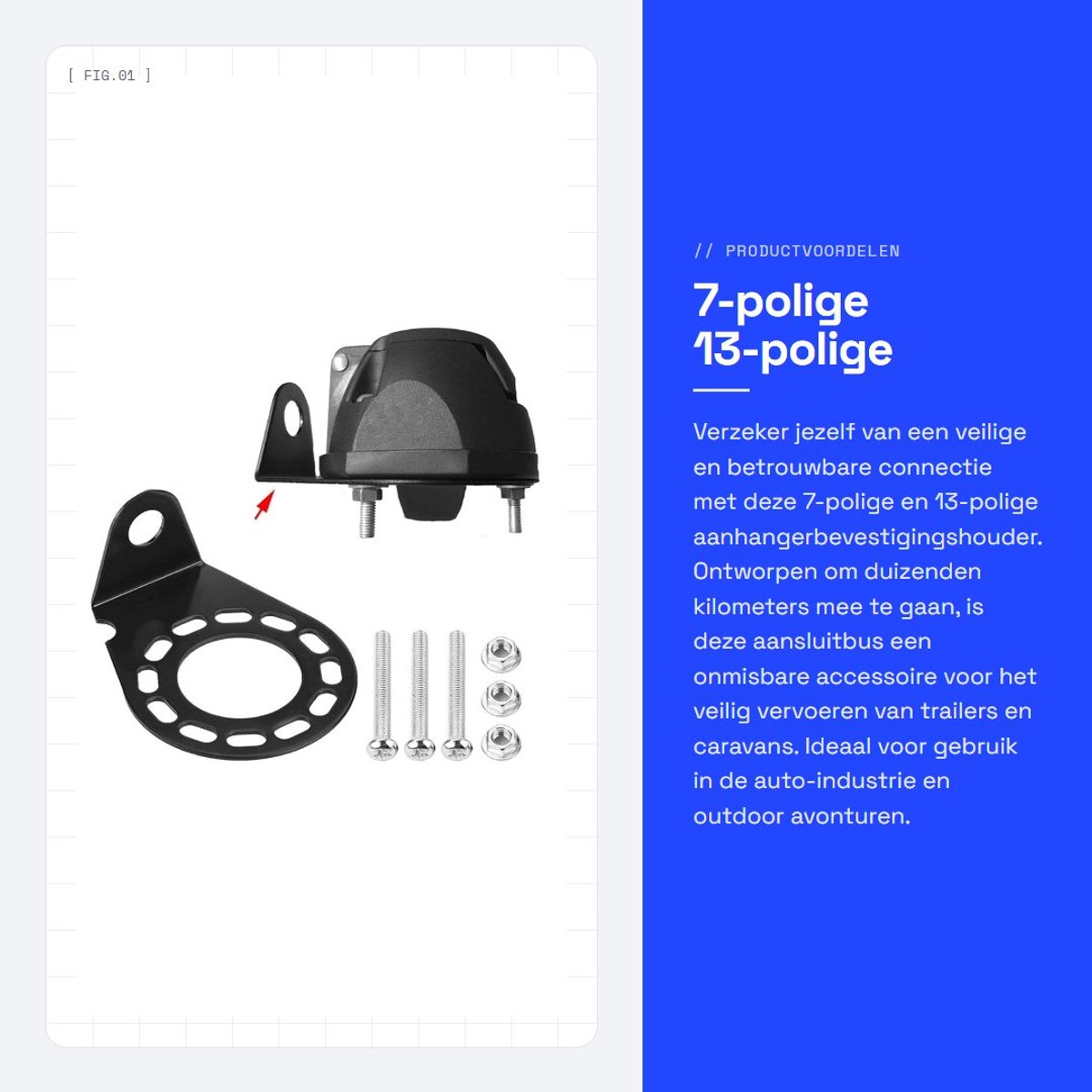 Dailygoods- Aanhangerbevestigingshouder 7-polig/13-polig - Professionele Aansluitbus - Ronde/Rechthoekige Stekker - Duurzaam - Hoogwaardige Kwaliteit - Voor Auto-onderdelen - Aanhangerstekker