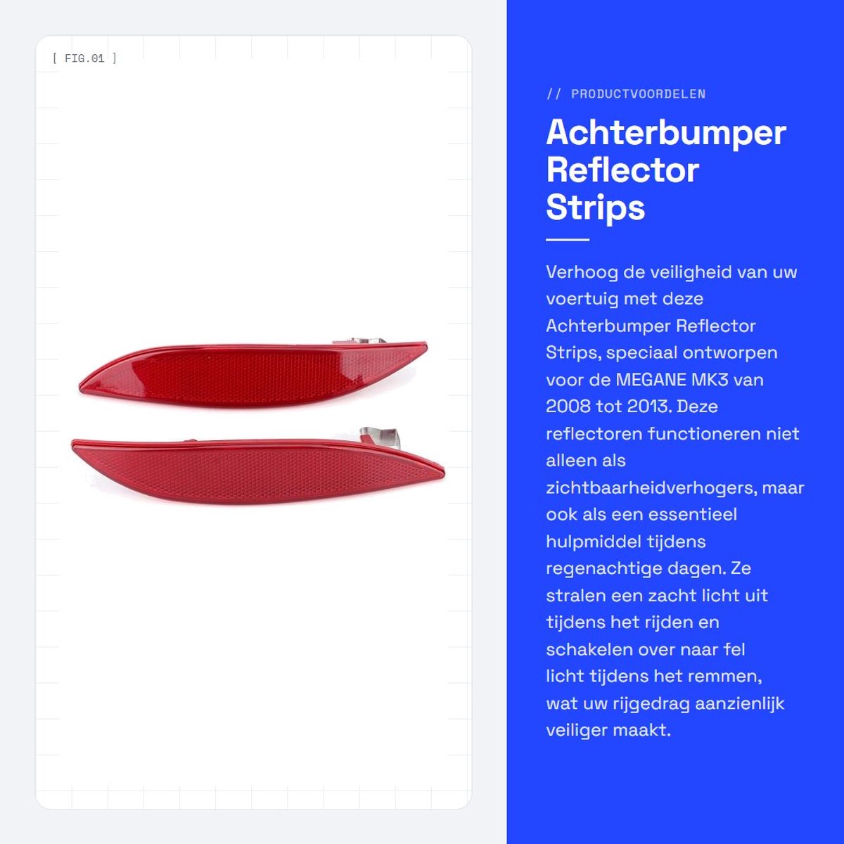 Dailygoods- Achterbumper Reflector - 1 Paar - Compatibel met MEGANE MK3 2008-2013 - Ultraduurzaam - Veiligheidswaarschuwingslampje - Eenvoudig te installeren