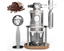 Espressomachine - Koffiezetapparaat - Thuisgebruik Kamperen - Pneumatische drukregeling - 58mm portafilter - Zilver