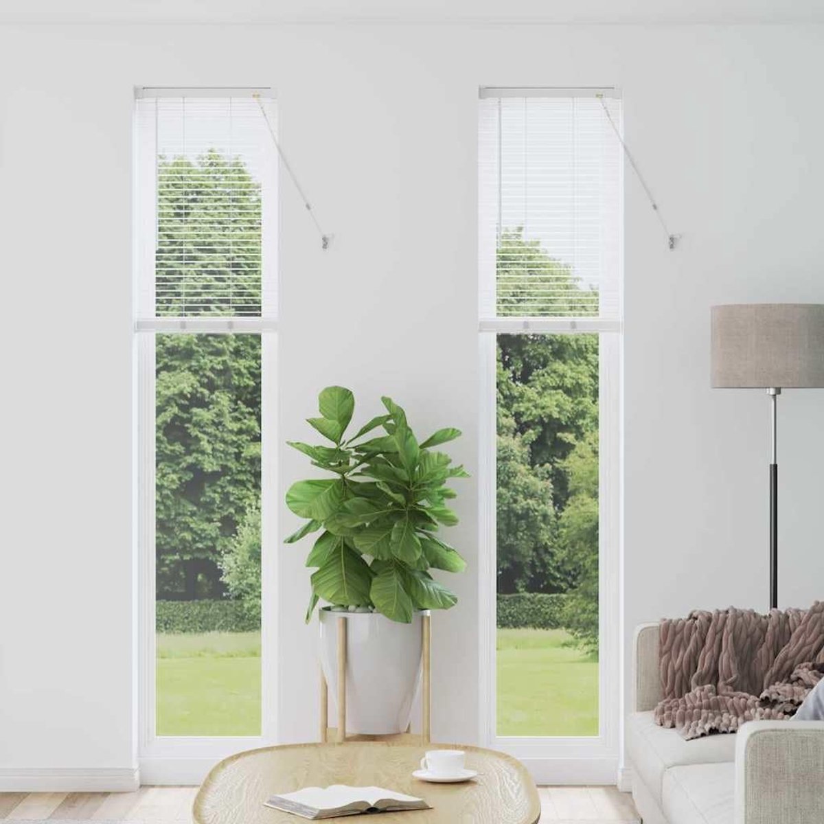 Venetiaanse Jaloezieën - Raamdecoratie Aluminium - Licht en privacy - Verstelbare lamellen - 220 x 40 cm - Wit