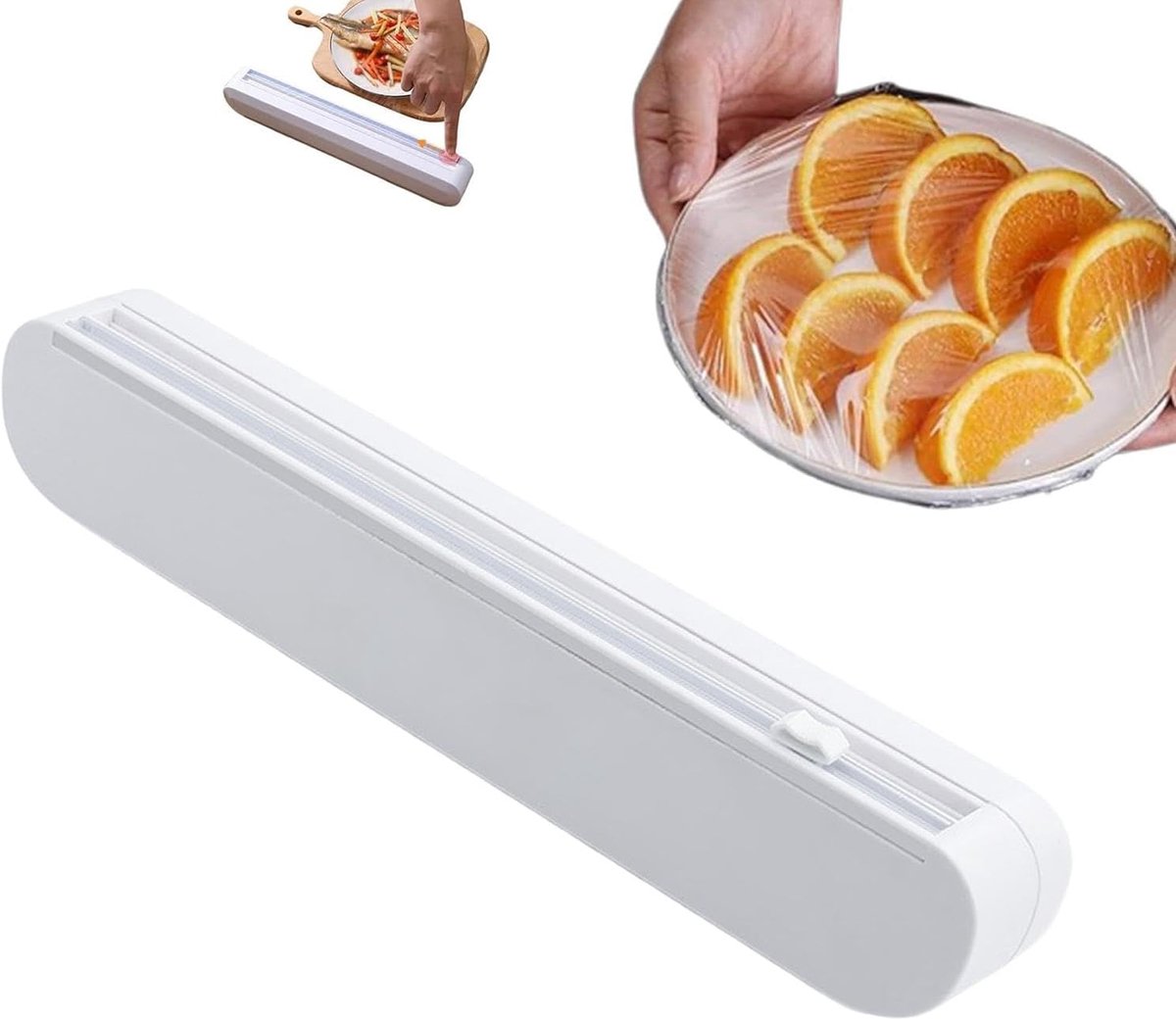 Folie Dispenser - Keuken Organizer - Keuken Organiseren - 8 Zuignappen - 38 x 6 x 7 cm - Wit