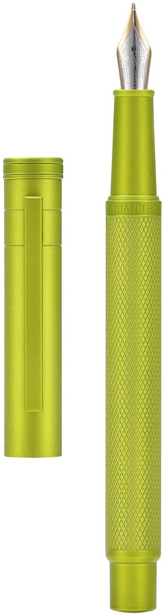Dailygoods - Mosterdgele Forest Vulpen met Fijne Penpunt en Converter in Metalen Etui