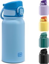 BentOH! RVS Waterfles 350ml Kinderen & Volwassenen - Blauw - Anti-overloop & Lekvrij – Met Eén Hand te Openen – BPA-vrij & Vaatwasserbestendig