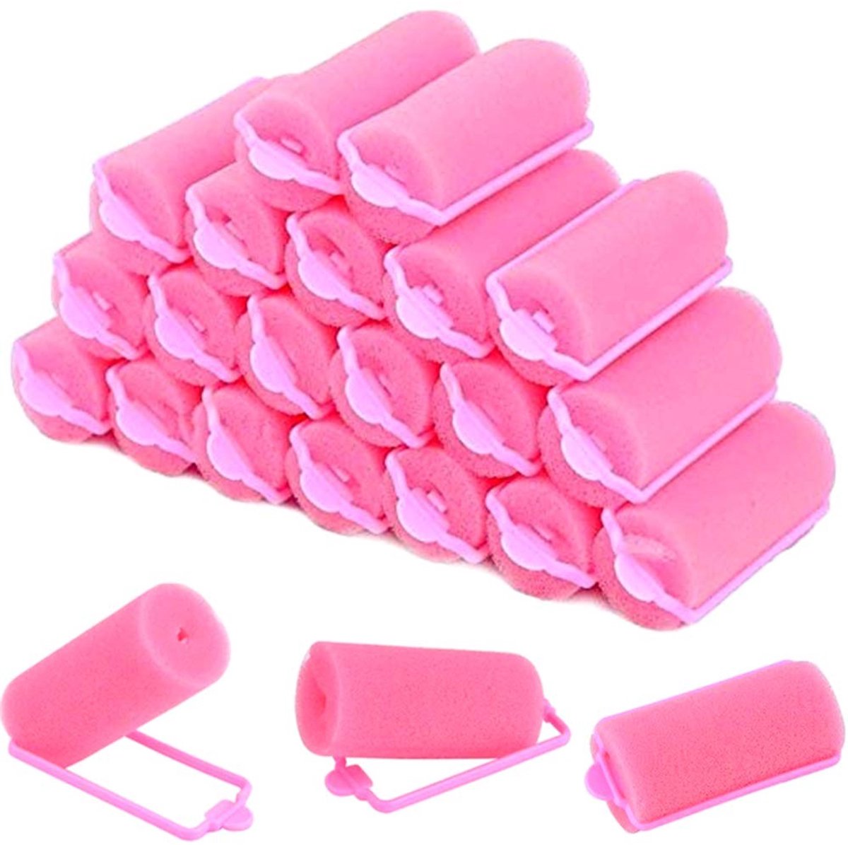 Dailygoods- Haarrollers 30 Stuks - Roze Schuim - Zachte Spons - Krulspelden - Doe-het-zelf Styling - Duurzaam Materiaal