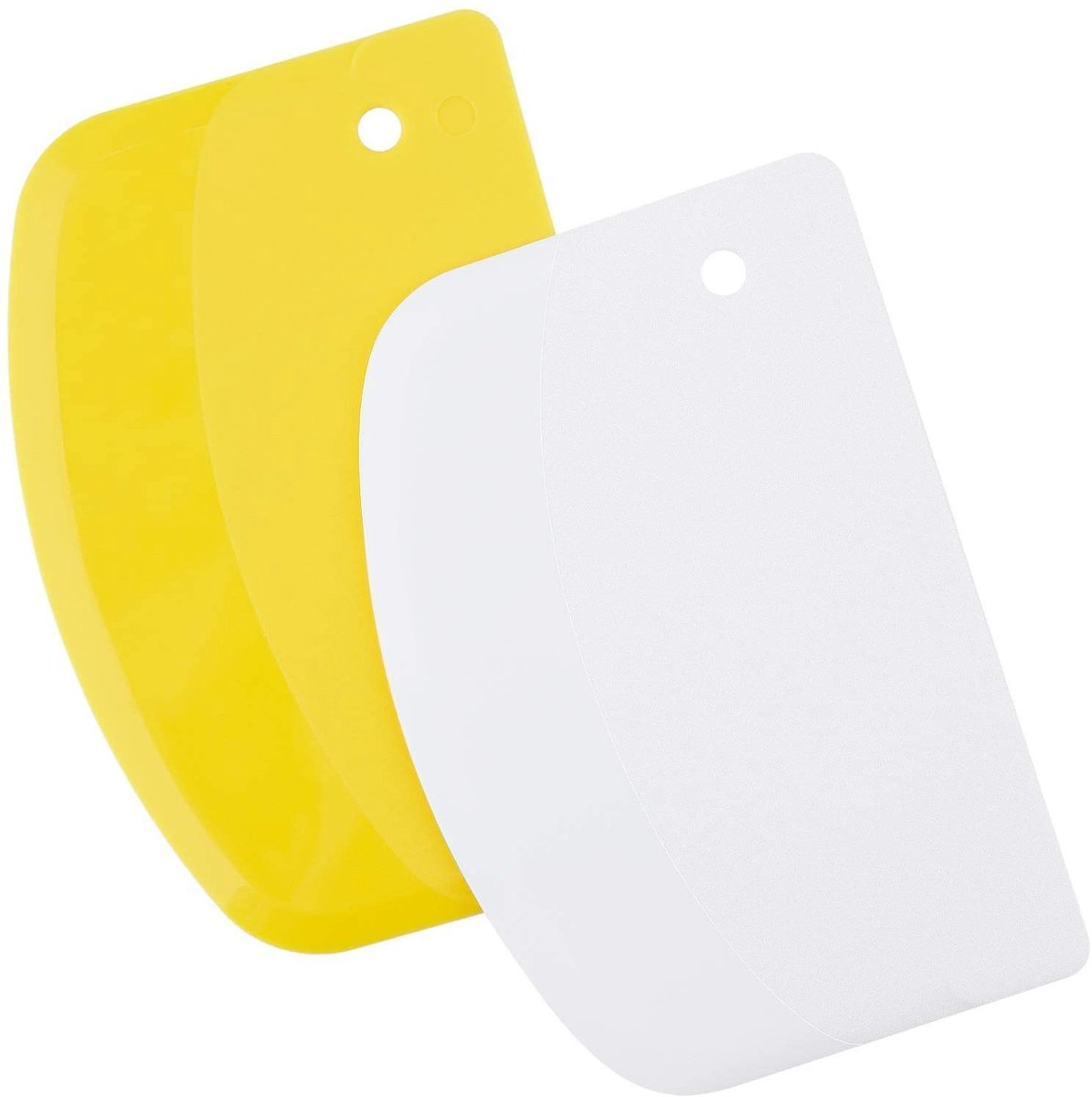 Dailygoods - 2 Stuks Plastic Deegschrapers voor Bakken en Decoreren - Geel en Wit