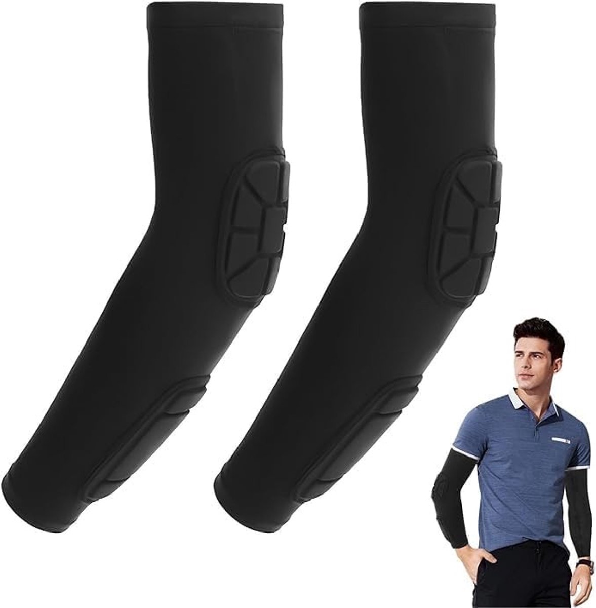 Dailygoods- Armbeschermers Gevoerd - Set van 2 - Antislip - Voor Volleybal/Voetbal/Basketbal - Ademend Materiaal - Hoge Dichtheid Kussens - Sportbeschermers