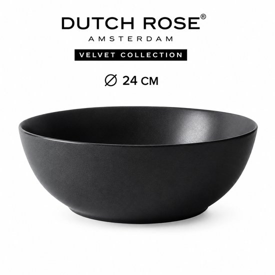 Dutch Rose Velvet Collection, matzwarte kom, 24 cm.