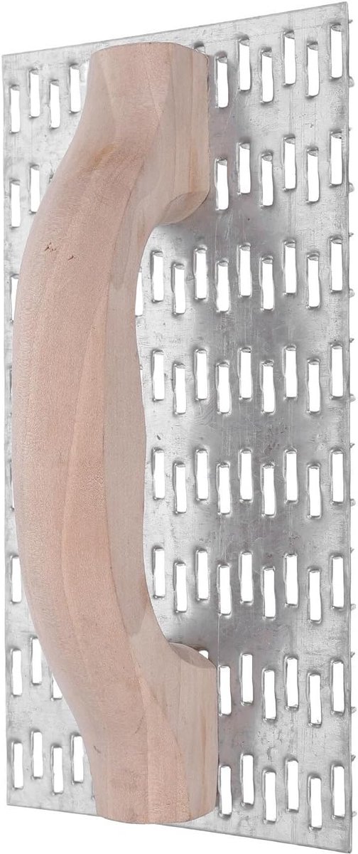Gipsplaat Rasp - Stucadoor Gereedschap - Glad Pleisterwerk - Ergonomisch Houten Handvat - 20 x 10 x 7 cm - Zilver