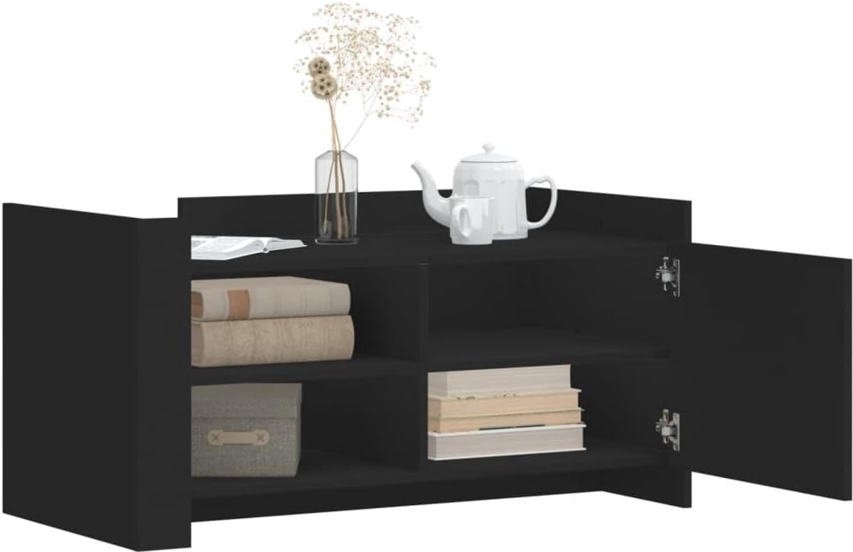 Salontafel - Bijzettafel Woonkamer - Opbergen en Decoreren - Flexibele Montage - 100x50x50 cm - Zwart