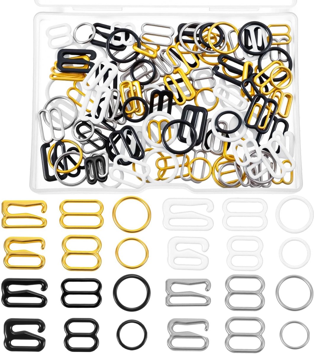 Dailygoods- Beha-bandjes 120 stuks - Verstelbare Clips - Beha-clip Achterkant - Racerback Beugel - Voor Badpakken/Jurken - Opbergdoos - Bh-clips