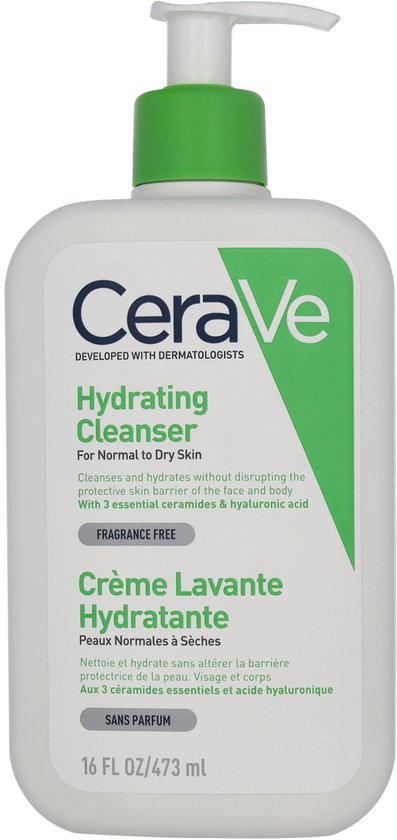 CeraVe Hydraterende Reinigingscrème - voor normale tot droge huid - met 3 Essentiële Ceramiden - 473ml