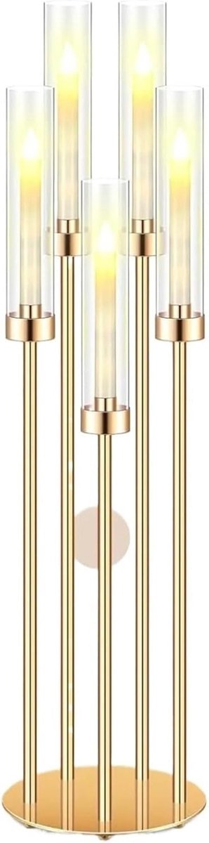 Kandelaars - Kaarsenstandaards - Sfeer Creëren - 5 armen - 35 inch hoog - Goud