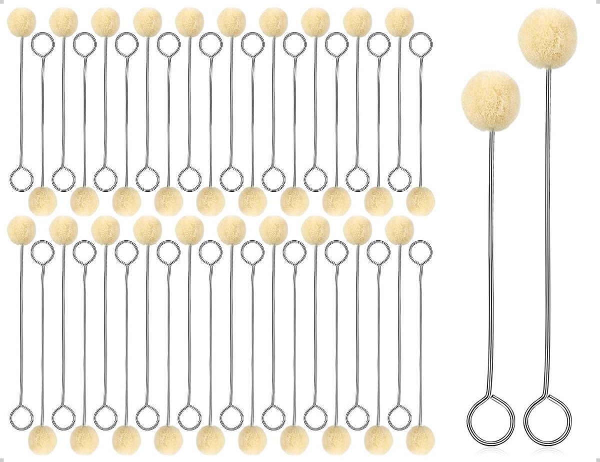 Dailygoods- Wollen Stippen Set van 40 - Applicator Pad - Wolpenseel - Metalen Handvat - Geschikt voor Kleuren en Lijmen - 12,5 cm en 15 cm