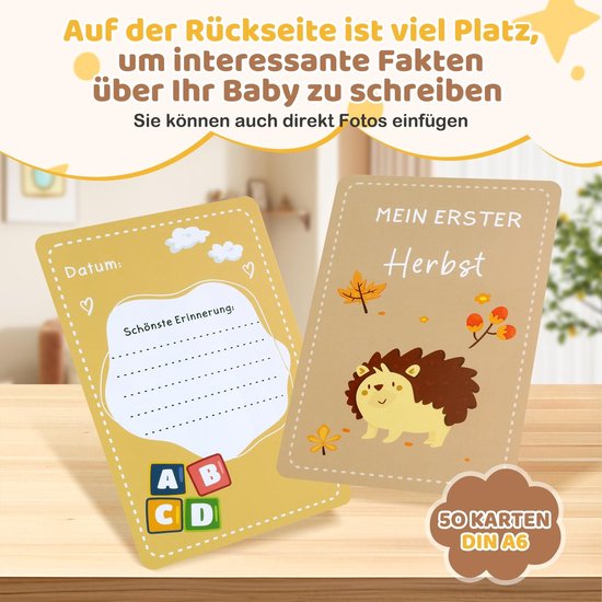 Mijlpaalkaarten Baby - Maandkaarten Baby - Groeimomenten Vastleggen - Dubbelzijdig Ontwerp - 50 Stuks - Multicolor — afbeelding 4