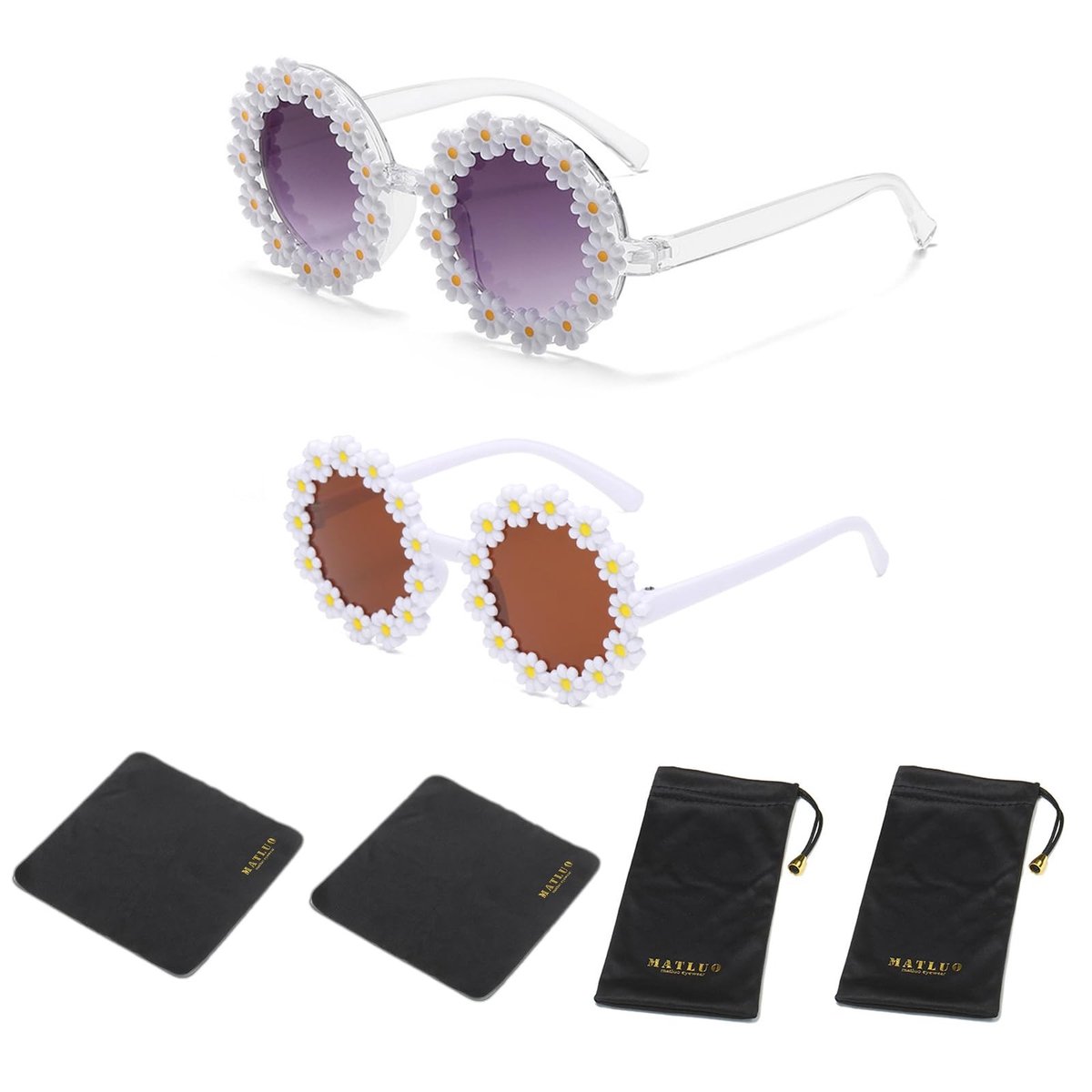 Dailygoods- Zonnebril Set - Zonnebril met Blauwlichtfilter - Feestbril - UV-bescherming - Festivalbril - Inclusief Doekjes en Zakjes
