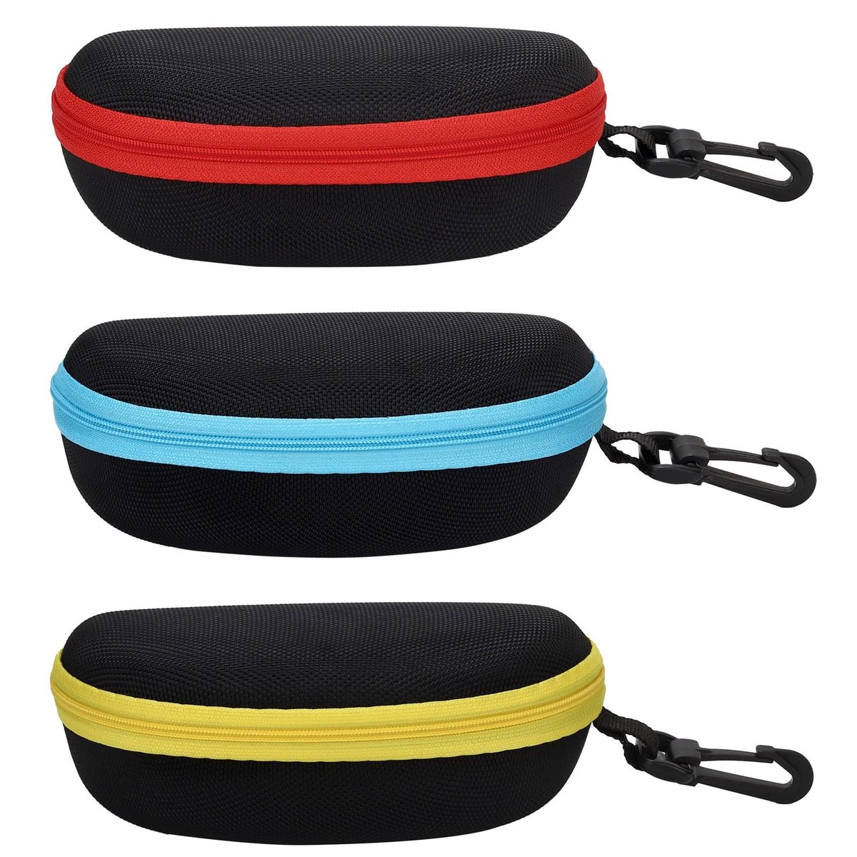 Dailygoods - Draagbare Hard Shell Zonnebril Case, 3 Stuks, Rood&Geel& Lichtblauw