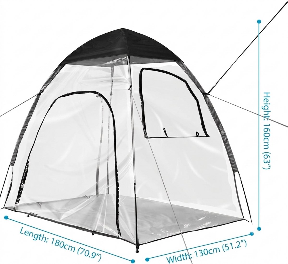 Livatto Transparante PVC-sporttent - Kijk- en kweektent, Weerbestendig, Pop-up Carport & Campingluifel, Paviljoen voor Buitenevenementen, 180 x 130 x 160 cm
