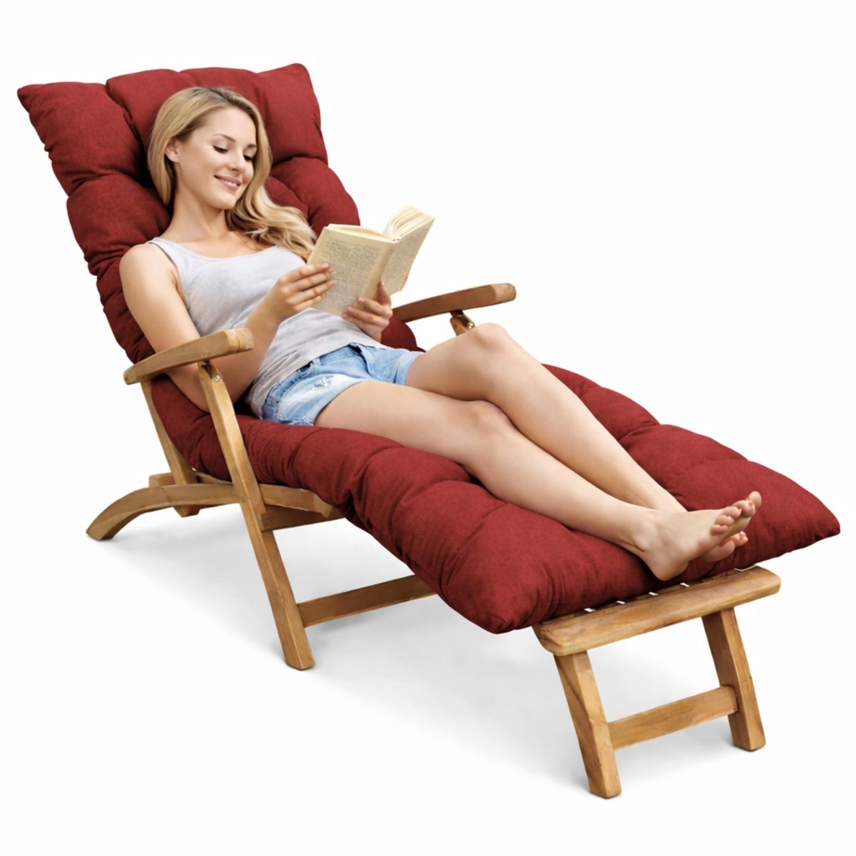Dailygoods- Ligstoelkussen Weerbestendig - Tuinkussen - Buitenkussen - Matras voor Ligbed - Kussen voor Buiten - 185x60x15 cm
