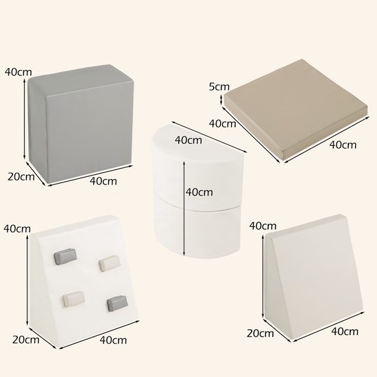 KOMFOTTEU 6 delig Schuimblokken - van kunstleer en schuim - Soft Play Foam Blokken - Reuze Bouwblokken - Montessori-klimblokken - voor kinderen vanaf 1 van Merkloos — afbeelding 5