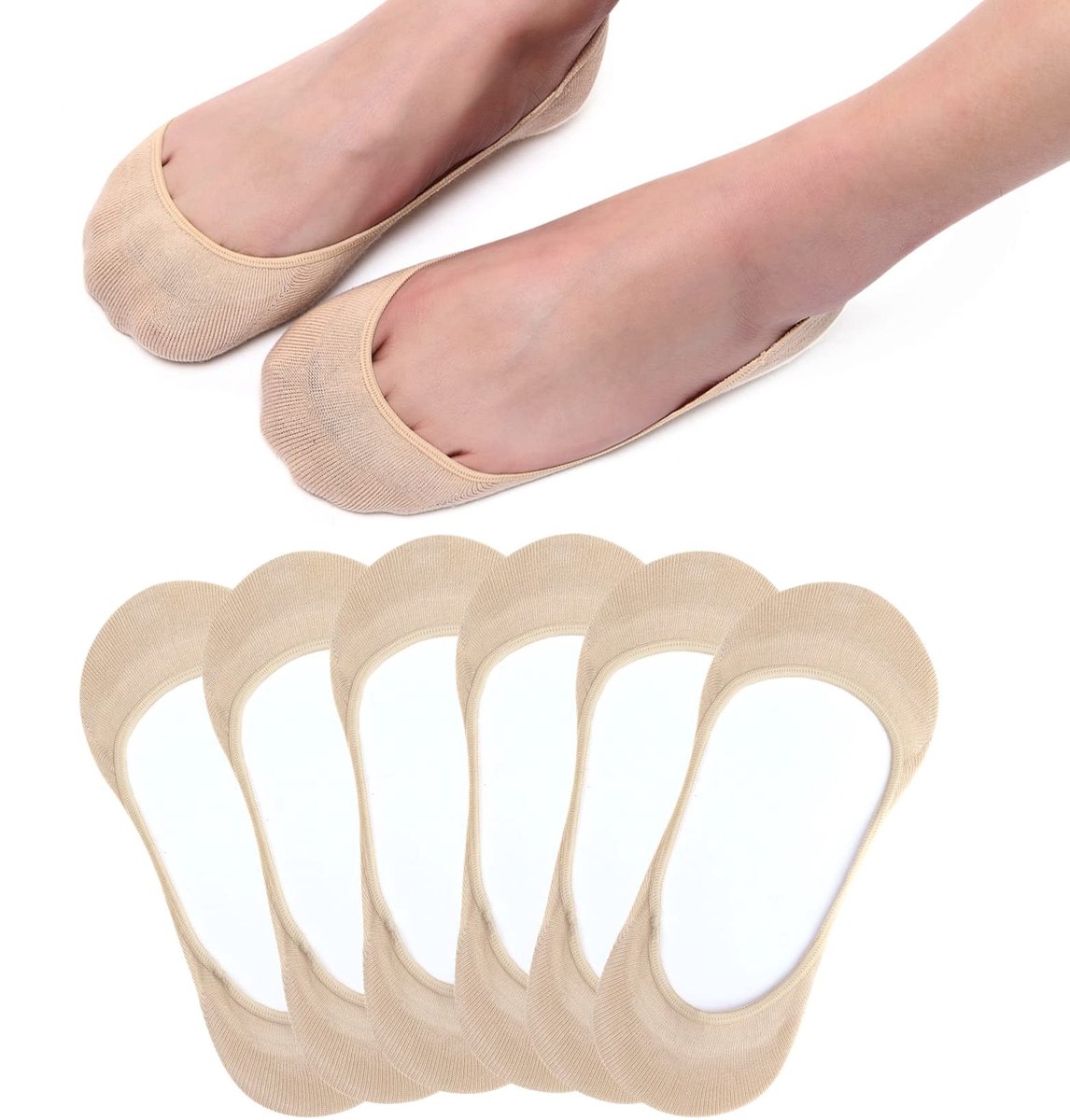 Dailygoods- Enkelsokken 6 Paar - Antislip Siliconen - Onzichtbaar - Ademend - Ballerina Sokken - Maten 35-38/39-42/43-46 - Sneakersokken